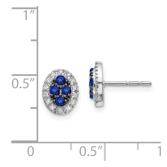 Goldia Earrings Solid 14k White Gold Simulated CZ and Sapphire Oval Post Earrings Goldia Earrings Solid 14k White Gold Simulated CZ and Sapphire Oval Post Earrings