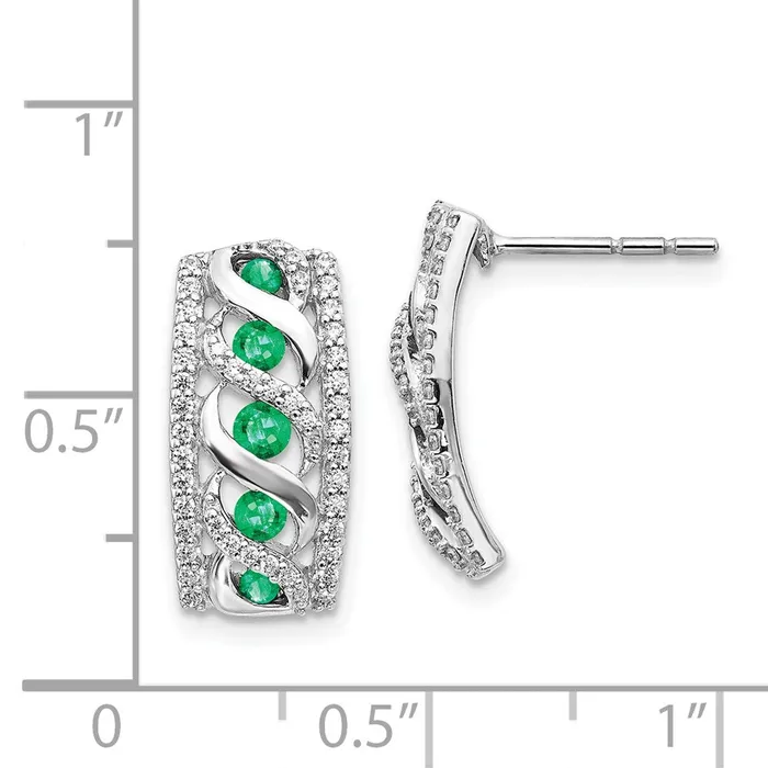 Goldia Earrings Solid 14k White Gold Simulated CZ Emerald Fancy Earrings Goldia Earrings Solid 14k White Gold Simulated CZ Emerald Fancy Earrings