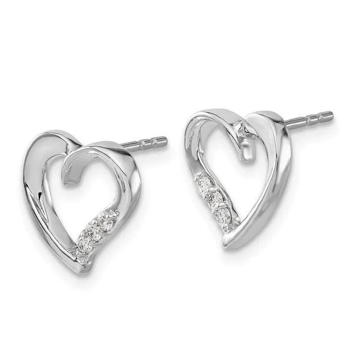 Goldia Earrings Solid 14k White Gold Simulated CZ Heart Earrings