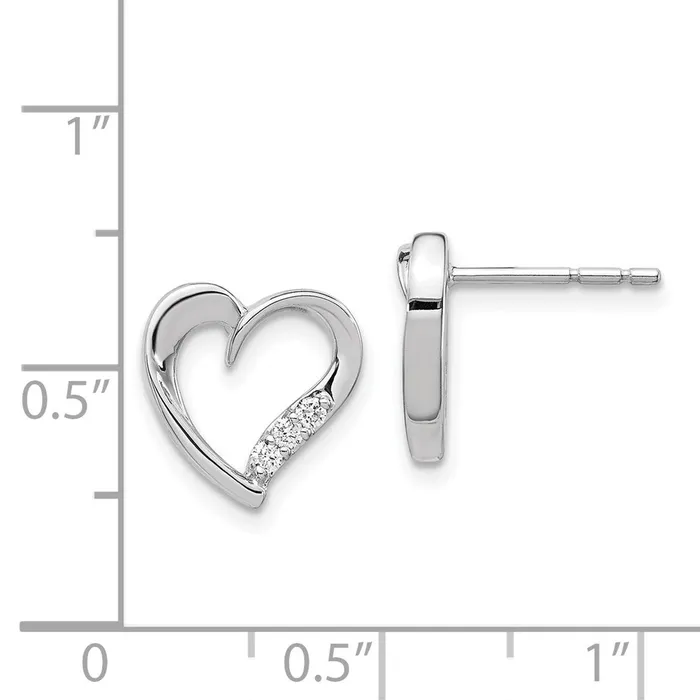 Goldia Earrings Solid 14k White Gold Simulated CZ Heart Earrings