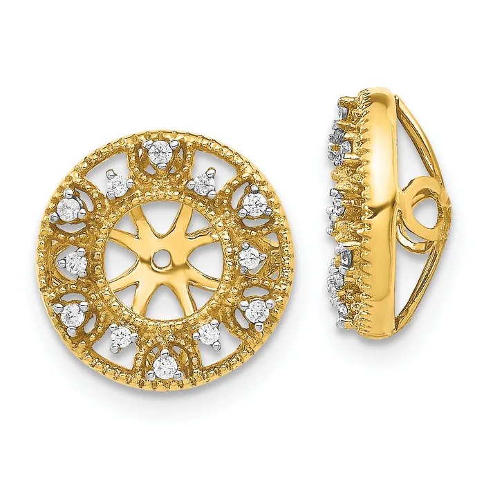 Goldia Earrings Solid 14k Yellow Gold Fancy Simulated CZ Earring JacKets