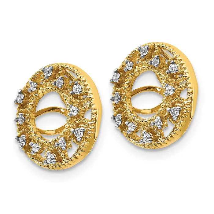 Goldia Earrings Solid 14k Yellow Gold Fancy Simulated CZ Earring JacKets Goldia Earrings Solid 14k Yellow Gold Fancy Simulated CZ Earring JacKets