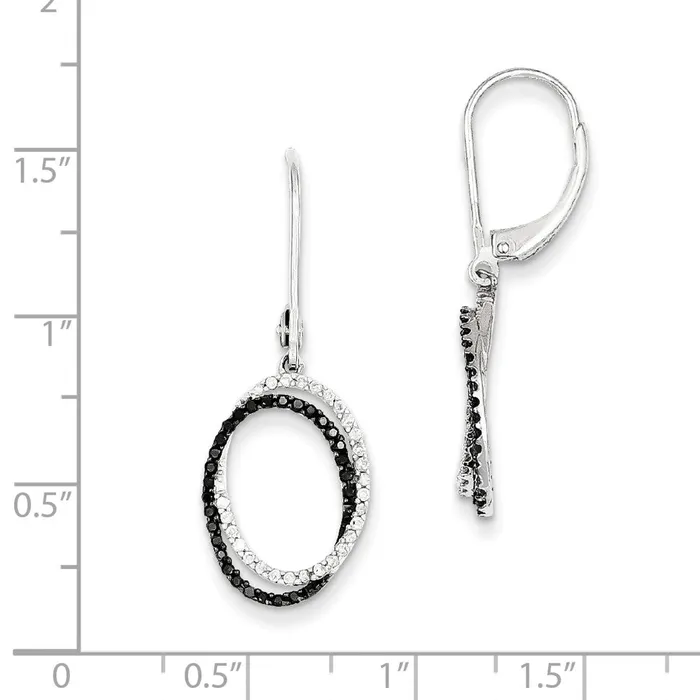 Goldia Earrings Sterling Silver Black and White Diamond Dangle Earrings