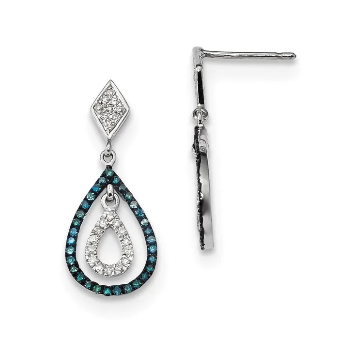Goldia Earrings Sterling Silver Blue and White Diamond Post Earrings