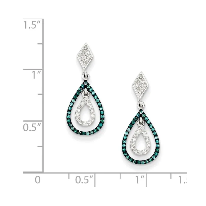 Goldia Earrings Sterling Silver Blue and White Diamond Post Earrings