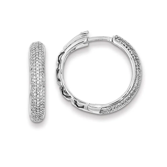 Goldia Earrings Sterling Silver Diamond Hinged Hoop Earrings