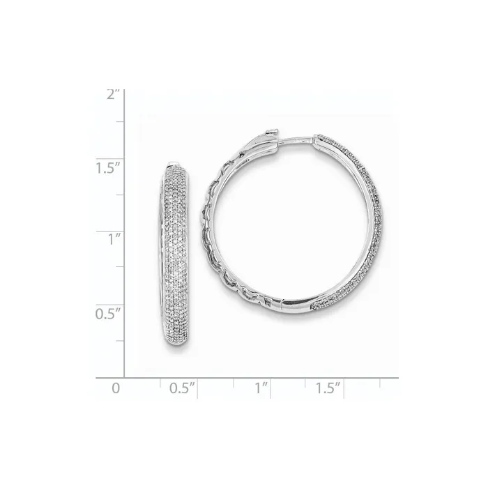 Goldia Earrings Sterling Silver Diamond Hinged Hoop Earrings