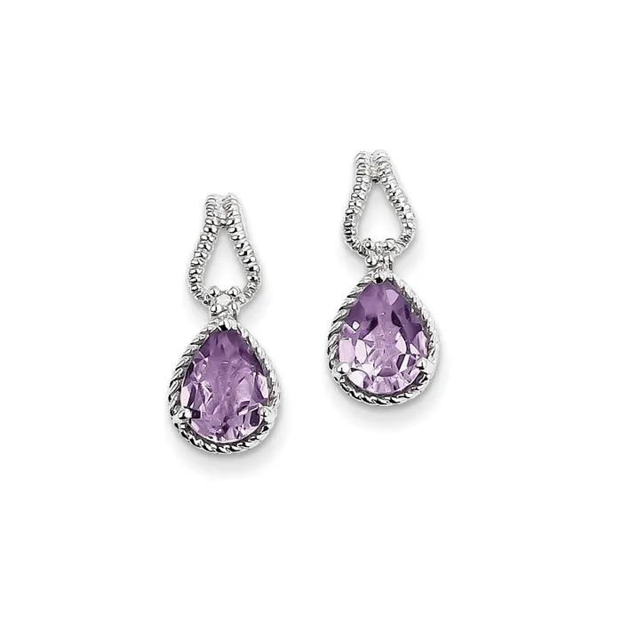 Goldia Earrings Sterling Silver Pink Quartz and Diamond Earrings