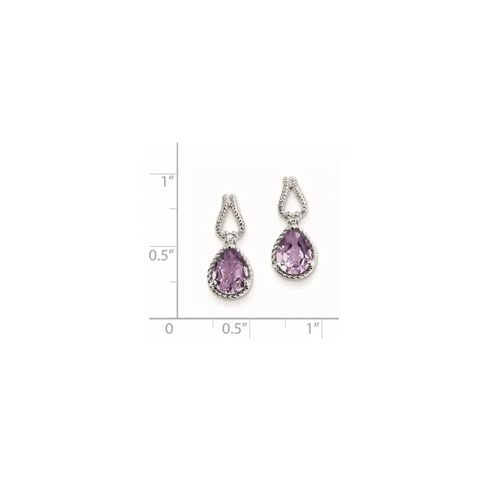Goldia Earrings Sterling Silver Pink Quartz and Diamond Earrings