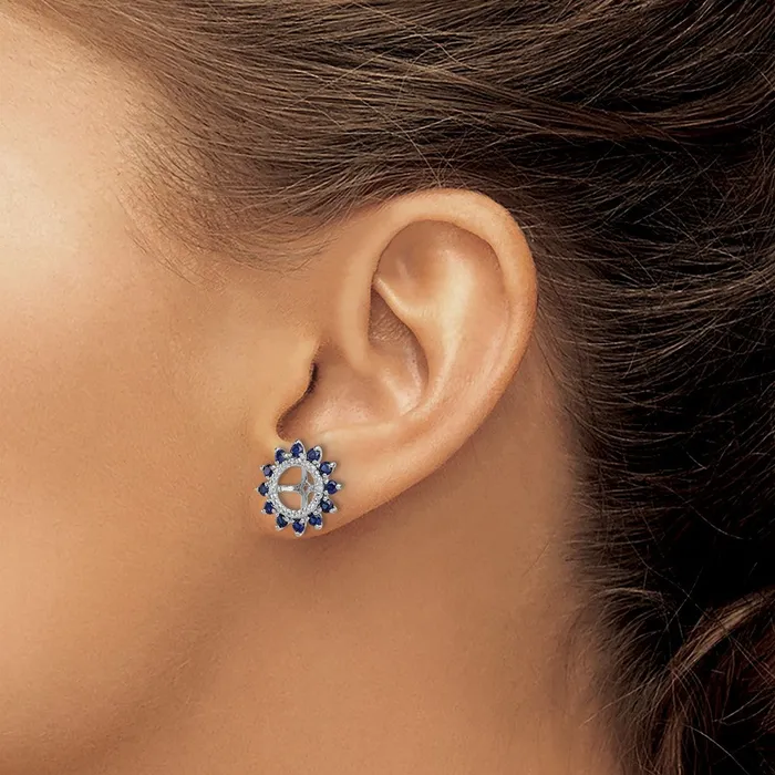 Goldia Earrings Sterling Silver Rhodium Diamond u0026 Created Sapphire Earring Jacket