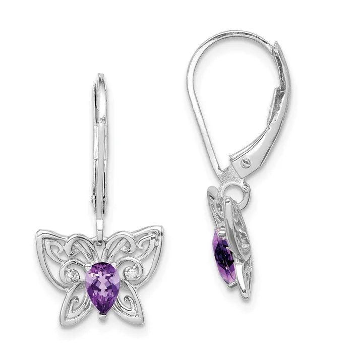 Goldia Earrings Sterling Silver Rhodiumplated Amethyst and Diamond Butterfly Earrings Goldia Earrings Sterling Silver Rhodiumplated Amethyst and Diamond Butterfly Earrings