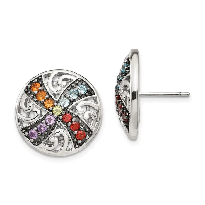 Goldia Earrings Sterling Silver w Black Rhodium Multi Gemstone Post Earrings Goldia Earrings Sterling Silver w Black Rhodium Multi Gemstone Post Earrings