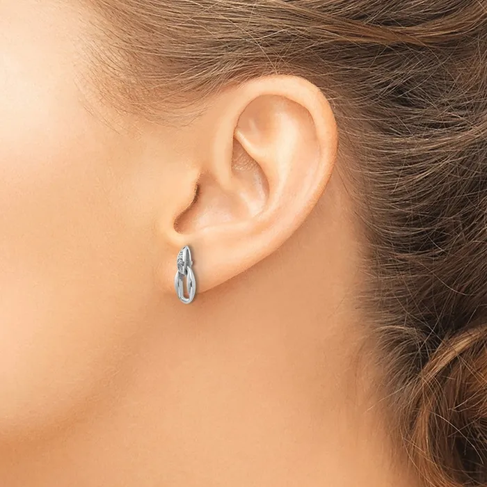 Goldia Earrings White Ice Sterling Silver Rhodiumplated Open Oval Diamond Post Dangle Earrings