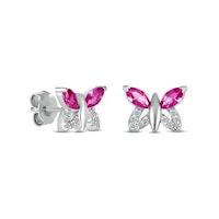Goldia Marquise Pink and White LabCreated Sapphire Butterfly with Wing Outline Stud Earrings in Sterling Silver Earrings Goldia Marquise Pink and White LabCreated Sapphire Butterfly with Wing Outline Stud Earrings in Sterling Silver Earrings