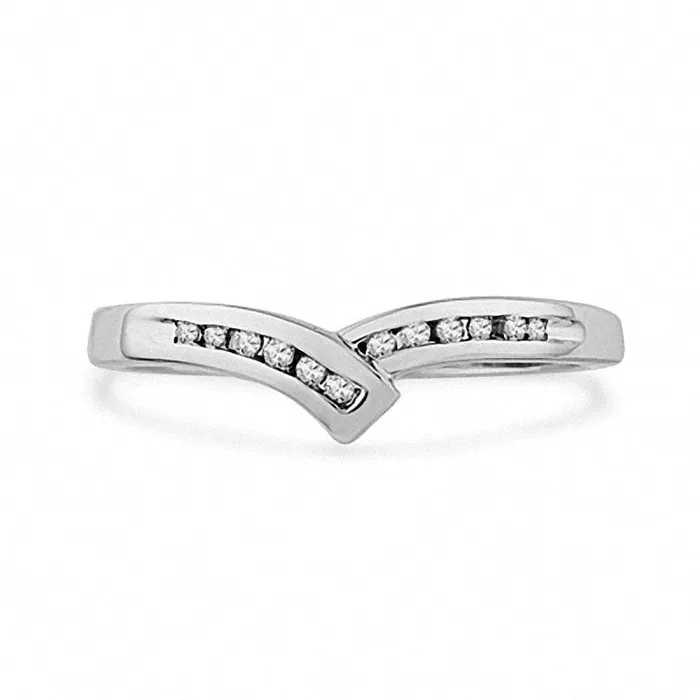 Goldia Natural Diamond Accent Chevron Band in Sterling Silver Rings