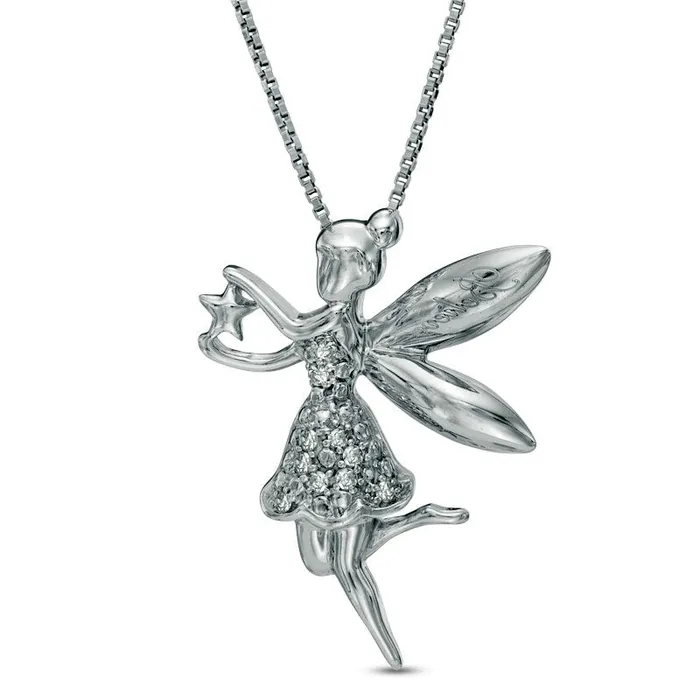 Goldia Natural Diamond Accent Fairy with Star Pendant in Sterling Silver Necklaces Goldia Natural Diamond Accent Fairy with Star Pendant in Sterling Silver Necklaces