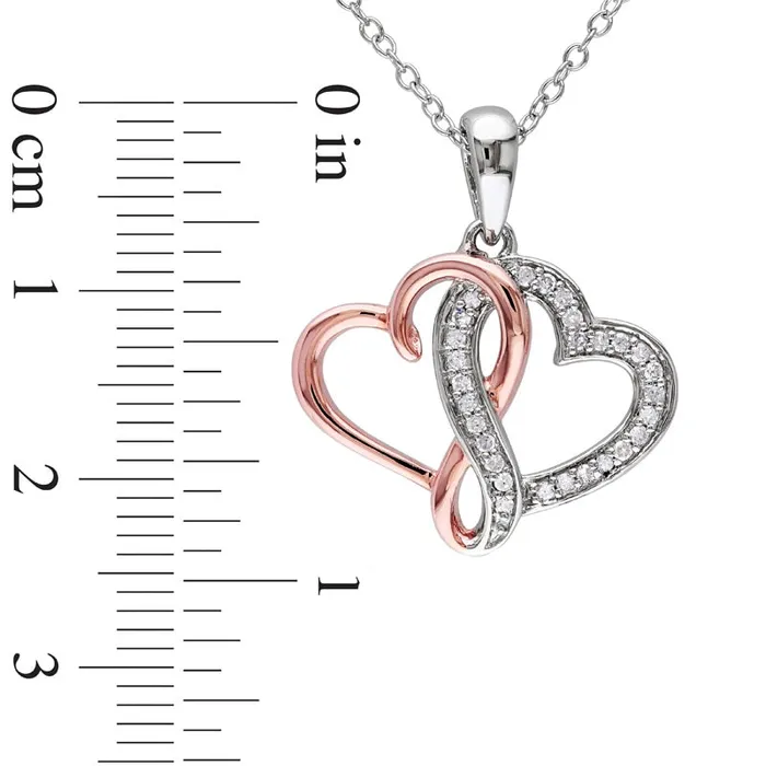 Goldia Necklaces 013 CT TW Natural Diamond Infinity Intertwining Heart Pendant in Sterling Silver with Rose Rhodium Goldia Necklaces 013 CT TW Natural Diamond Infinity Intertwining Heart Pendant in Sterling Silver with Rose Rhodium