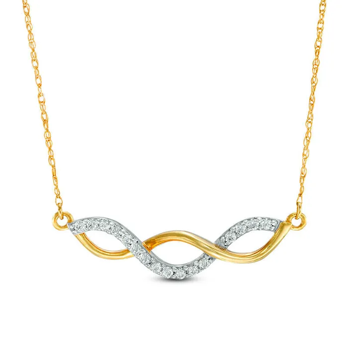 Goldia Necklaces 017 CT TW Natural Diamond Twist Necklace in 10K Yellow Gold Goldia Necklaces 017 CT TW Natural Diamond Twist Necklace in 10K Yellow Gold