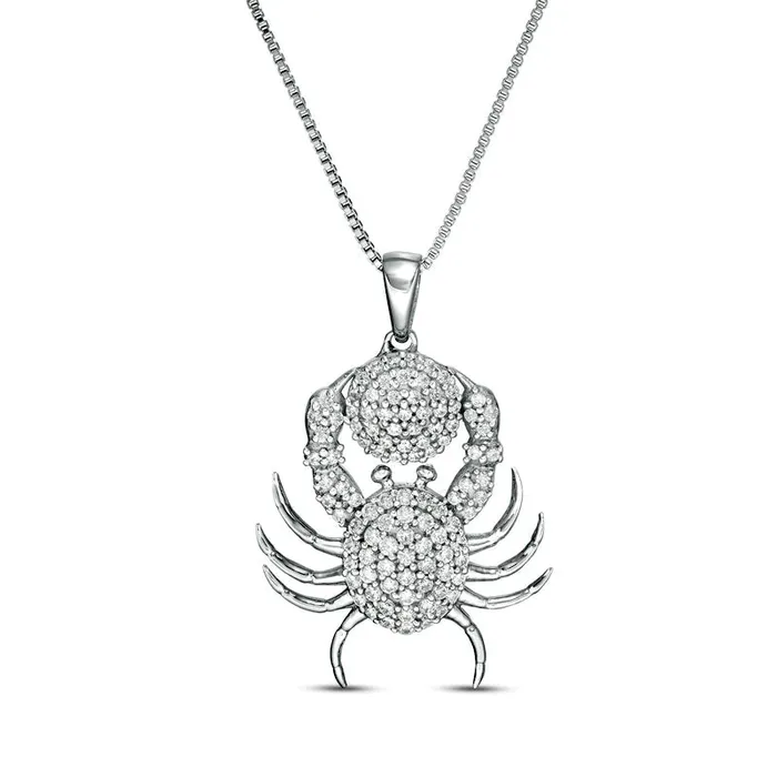 Goldia Necklaces 033 CT TW Natural Diamond Crab Pendant in Sterling Silver Goldia Necklaces 033 CT TW Natural Diamond Crab Pendant in Sterling Silver