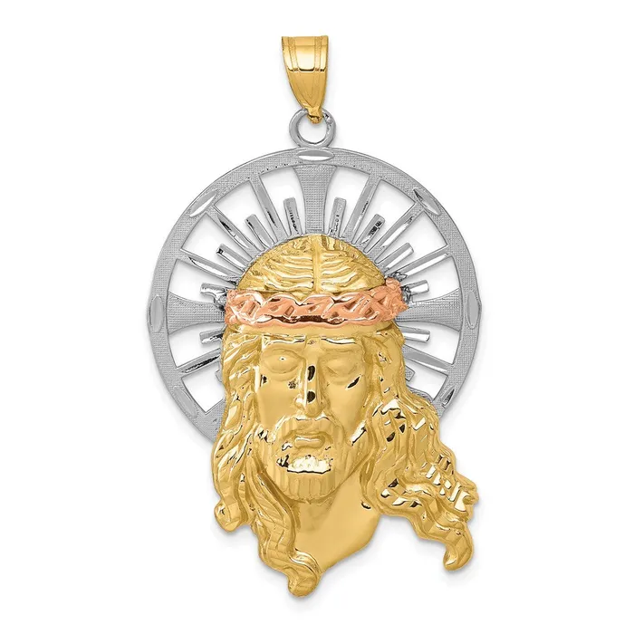 Goldia Necklaces 14k TriColor Gold Diamondcut Christ Pendant