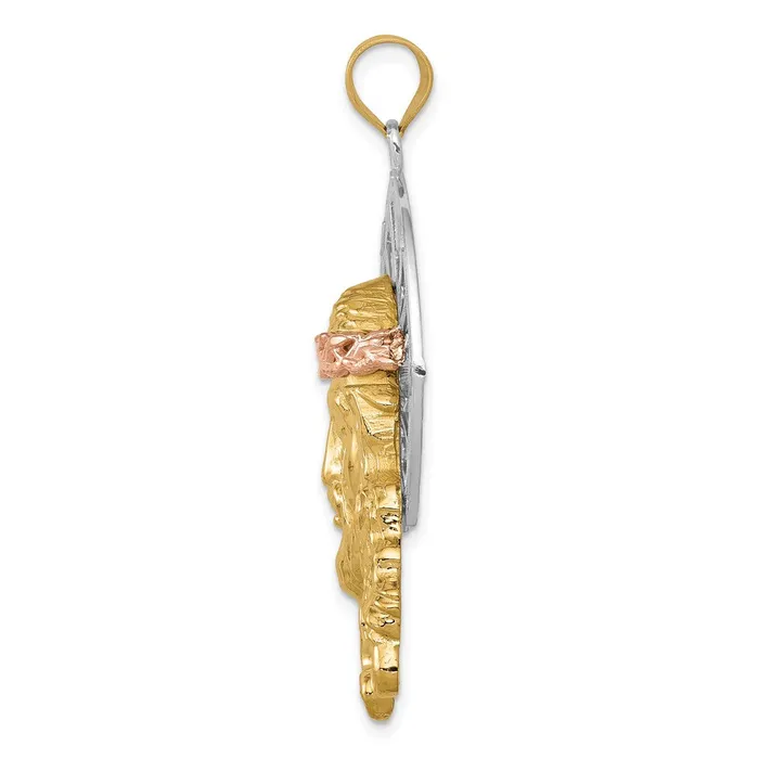 Goldia Necklaces 14k TriColor Gold Diamondcut Christ Pendant