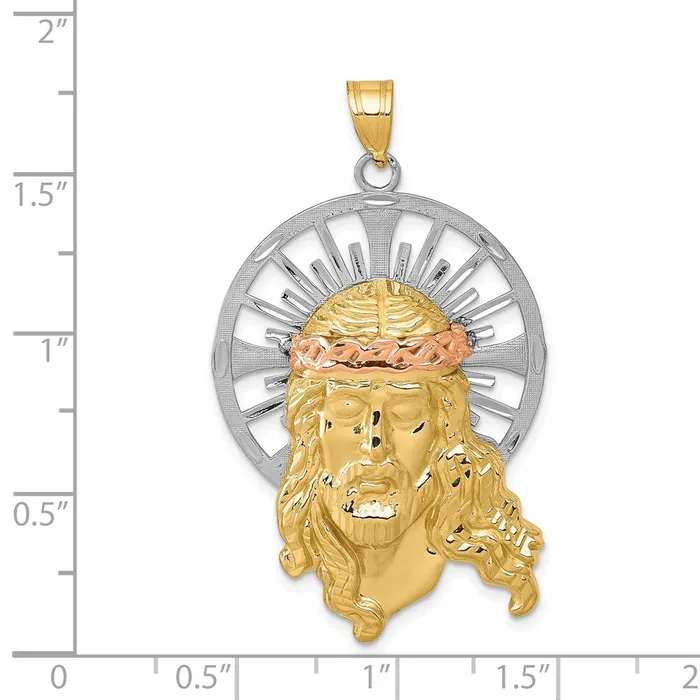 Goldia Necklaces 14k TriColor Gold Diamondcut Christ Pendant
