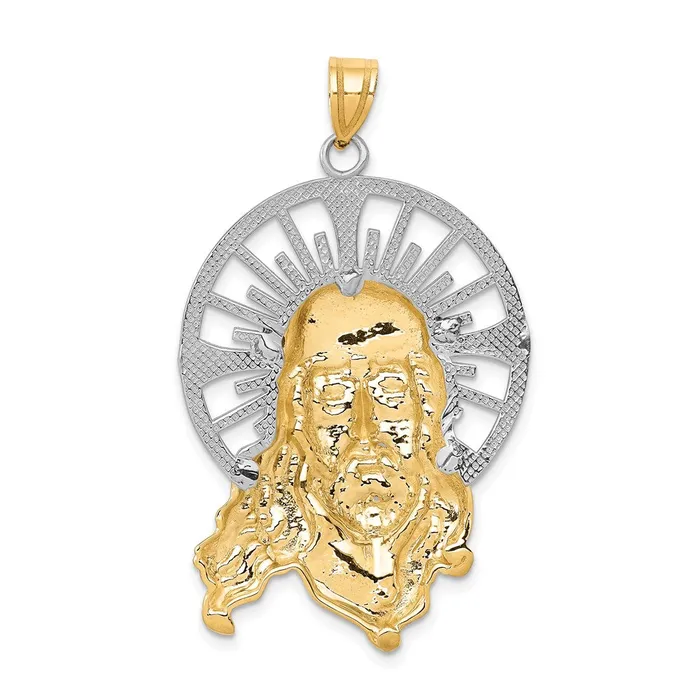 Goldia Necklaces 14k TriColor Gold Diamondcut Christ Pendant
