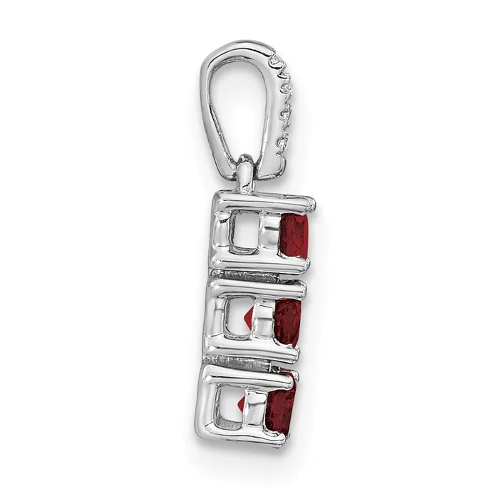 Goldia Necklaces 14k White Gold 3stone Garnet and Real Diamond Pendant