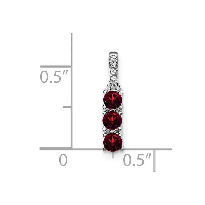 Goldia Necklaces 14k White Gold 3stone Garnet and Real Diamond Pendant