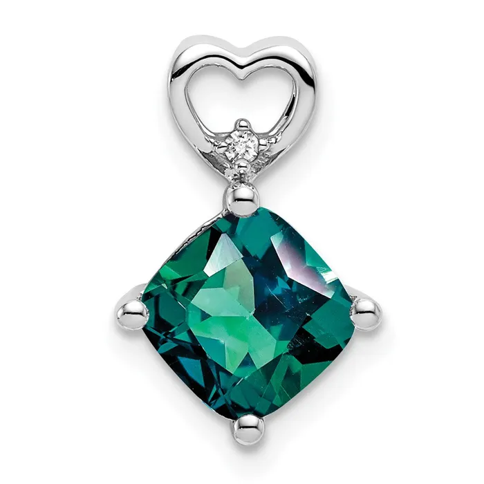 Goldia Necklaces 14k White Gold Created Alexandrite and Real Diamond Heart Chain Slide Goldia Necklaces 14k White Gold Created Alexandrite and Real Diamond Heart Chain Slide