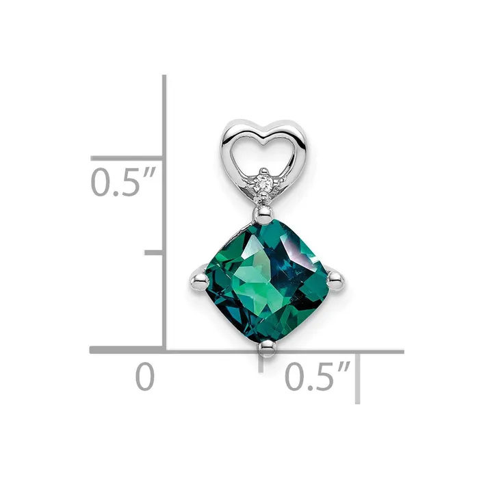 Goldia Necklaces 14k White Gold Created Alexandrite and Real Diamond Heart Chain Slide