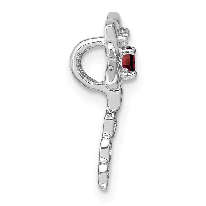 Goldia Necklaces 14k White Gold Garnet and Real Diamond Dragonfly Chain Slide