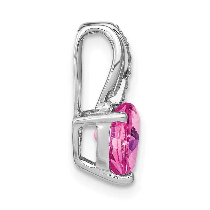 Goldia Necklaces 14k White Gold Heart Created Pink Sapphire and Real Diamond Pendant