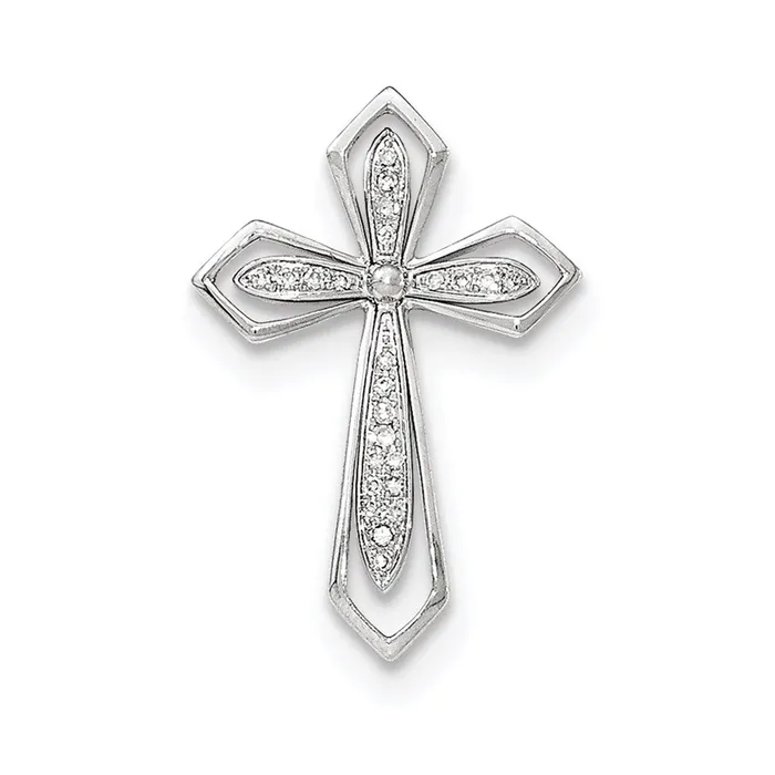 Goldia Necklaces 14k White Gold Polished Real Diamond Cross Chain Slide Pendant Goldia Necklaces 14k White Gold Polished Real Diamond Cross Chain Slide Pendant
