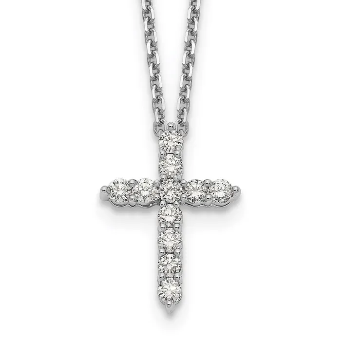 Goldia Necklaces 14k White Gold Real Diamond Cross 18 inch Necklace