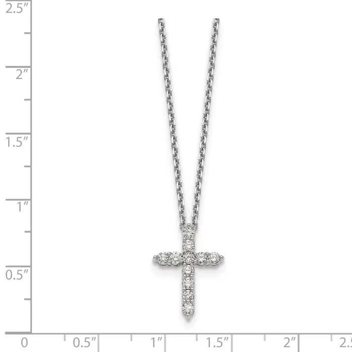Goldia Necklaces 14k White Gold Real Diamond Cross 18 inch Necklace
