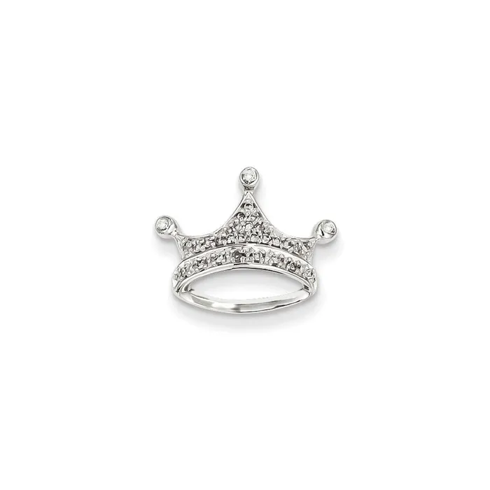 Goldia Necklaces 14k White Gold Real Diamond Crown Chain Slide