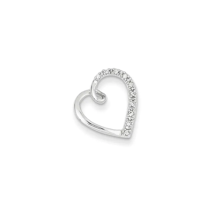 Goldia Necklaces 14k White Gold Real Diamond Heart Chain Slide Pendant