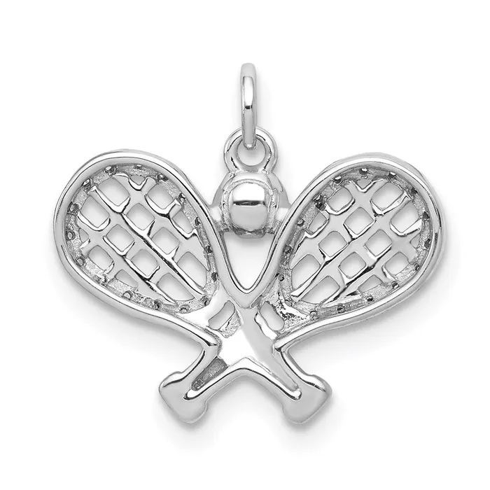 Goldia Necklaces 14k White Gold Real Diamond Rackets and Ball Pendant