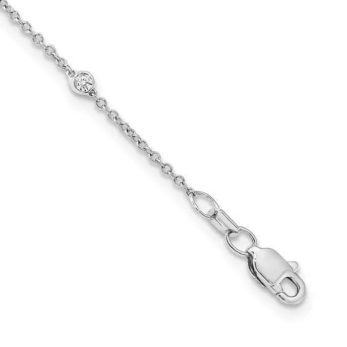 Goldia Necklaces 14k White Gold Real Diamond Station Cable Necklace