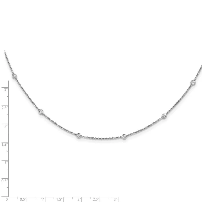 Goldia Necklaces 14k White Gold Real Diamond Station Cable Necklace