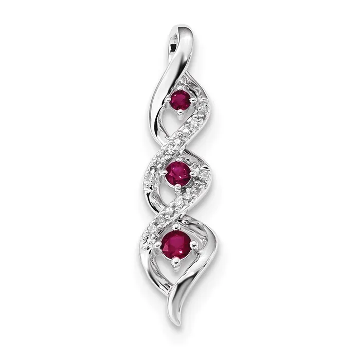Goldia Necklaces 14k White Gold Real Diamond u0026 Ruby Chain Slide