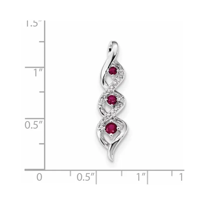 Goldia Necklaces 14k White Gold Real Diamond u0026 Ruby Chain Slide