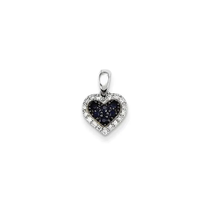 Goldia Necklaces 14K White Gold Real Diamond u0026 Sapphire Heart Pendant Goldia Necklaces 14K White Gold Real Diamond u0026 Sapphire Heart Pendant