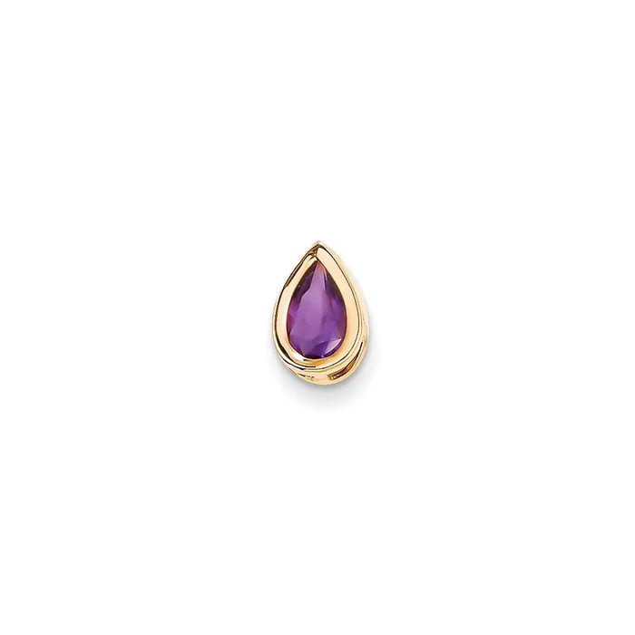 Goldia Necklaces 14K Yellow Gold 8x5mm Pear Amethyst Checker bezel pendant