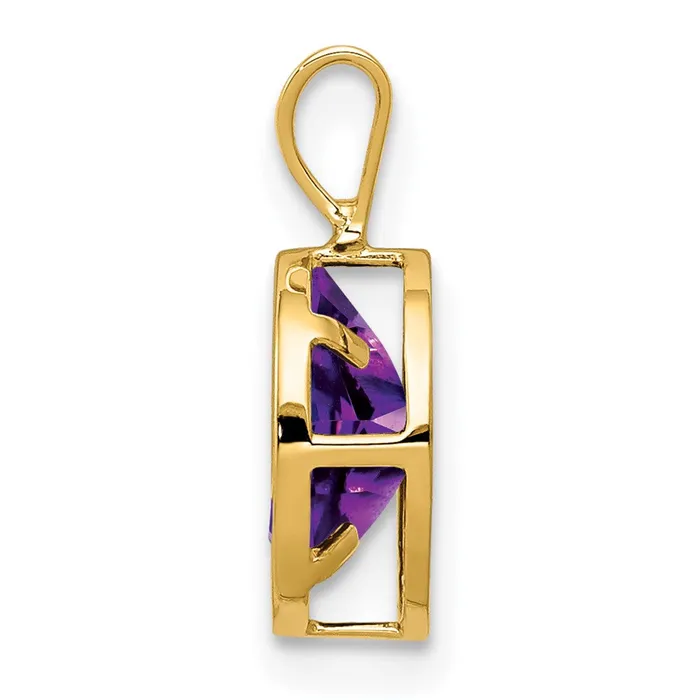 Goldia Necklaces 14K Yellow Gold 8x6mm Oval Amethyst Checker bezel pendant