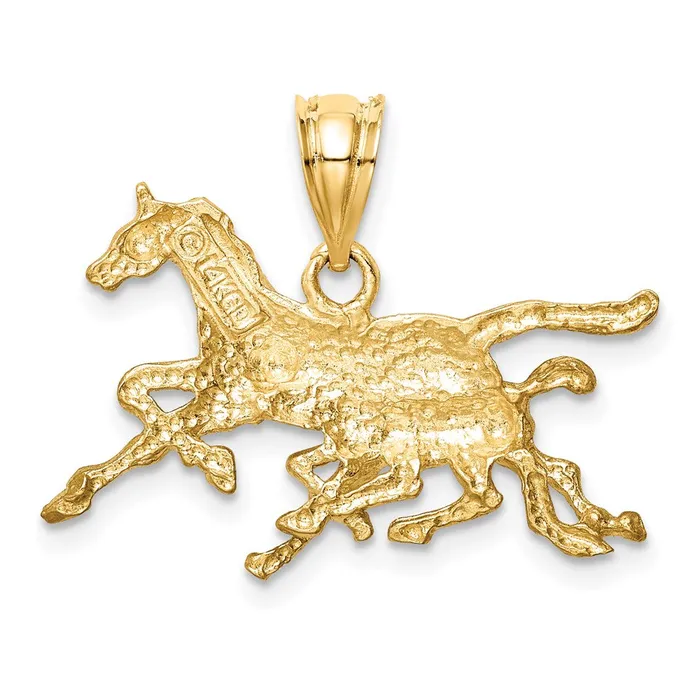 Goldia Necklaces 14k Yellow Gold Brushed Diamondcut Running Horses Pendant