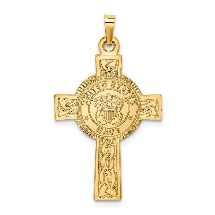 Goldia Necklaces 14k Yellow Gold Cross wNavy Insignia Pendant