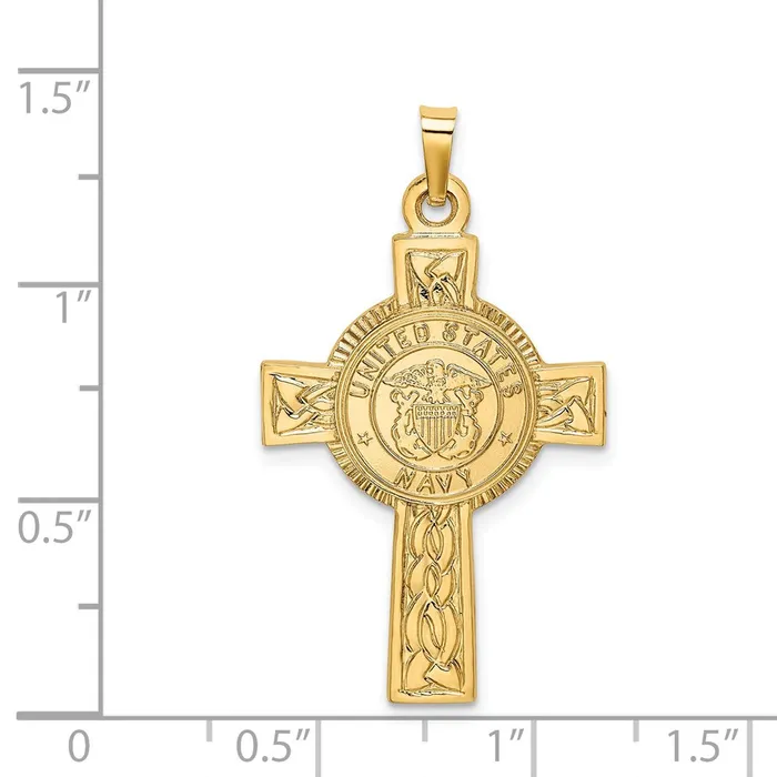 Goldia Necklaces 14k Yellow Gold Cross wNavy Insignia Pendant