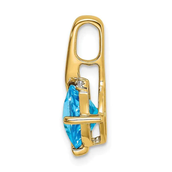 Goldia Necklaces 14K Yellow Gold Cushion Blue Topaz and Real Diamond Pendant